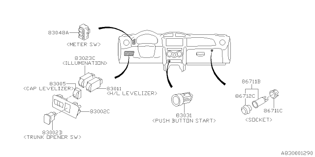 2015 Subaru BRZ Switch - Instrument Panel Diagram 2