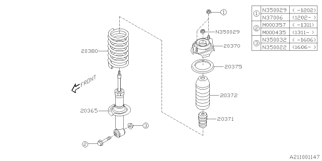 2014 Subaru Impreza Rear Coil Spring Diagram for 20380FJ021