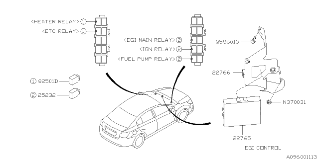 2012 Subaru Impreza E.G.I. Engine Control Module Diagram for 22765AC420