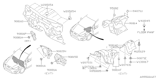 2014 Subaru Impreza Floor Insulator Diagram 2