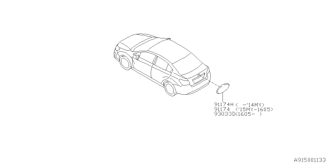 2016 Subaru Impreza Emblem Diagram for 91174SA170