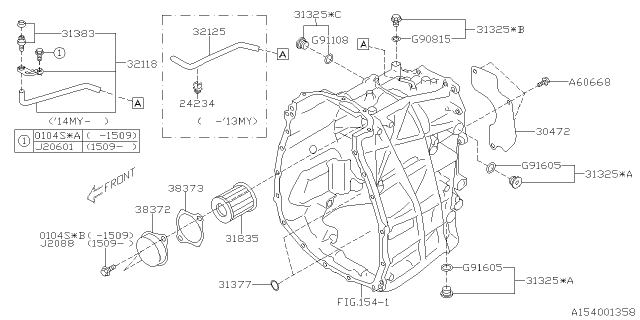 2016 Subaru Impreza Automatic Transmission Case Diagram 2