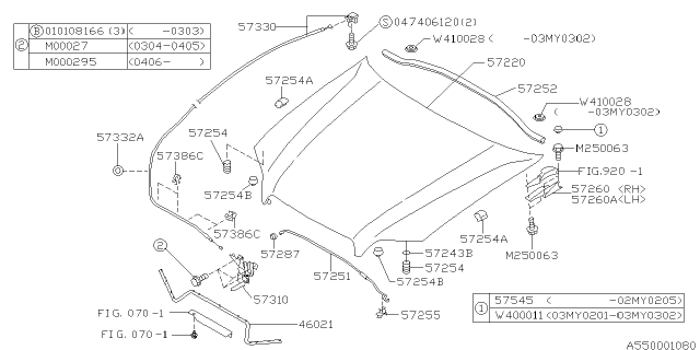 2002 Subaru Outback Seal Front Panel Diagram for 57252AE01A