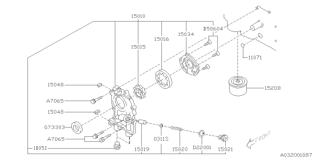 2004 Subaru Baja Rotor Oil Pump In Diagram for 15015AA240
