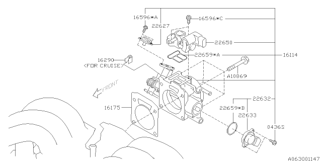 2002 Subaru Outback Throttle Chamber Gasket Diagram for 16175AA200