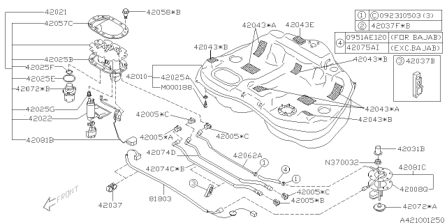 2004 Subaru Baja Bolt Pump Diagram for 42058AE000