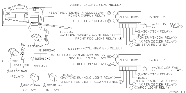 2002 Subaru Legacy Relay Assembly Diagram for 82501AE03A