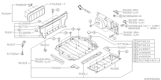 2003 Subaru Legacy Luggage Trim Diagram