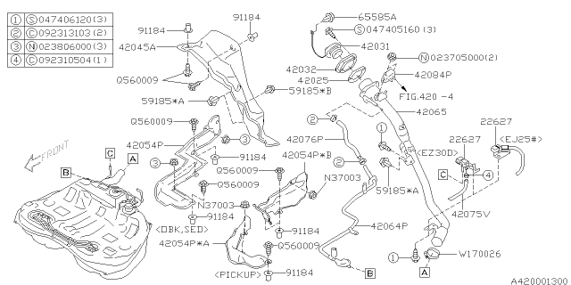 2001 Subaru Outback Sensor Assembly Pressure Diagram for 22627AA14B