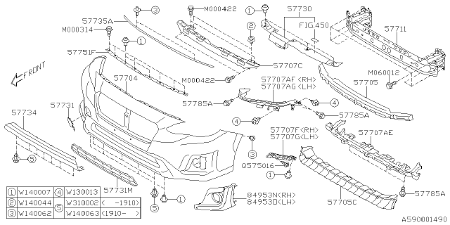 2019 Subaru Crosstrek Bracket Bumper Upper Diagram for 57707FL070