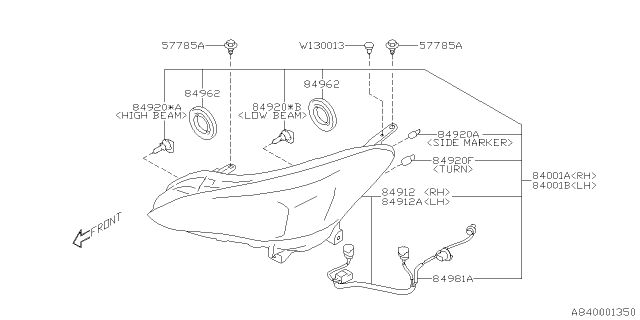 2020 Subaru Crosstrek Headlamp Assembly Diagram for 84002FL611