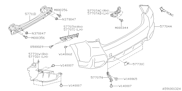 2021 Subaru Crosstrek Bumper Face Rear Diagram for 57704FL250