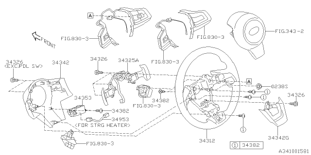 2021 Subaru Crosstrek Steering Wheel Leather Diagram for 34312FL083VH