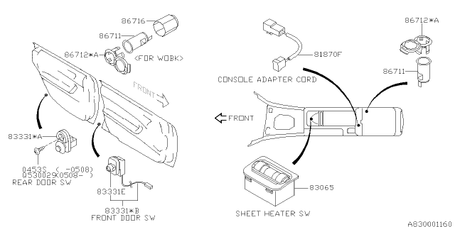 2006 Subaru Legacy Switch - Instrument Panel Diagram 1