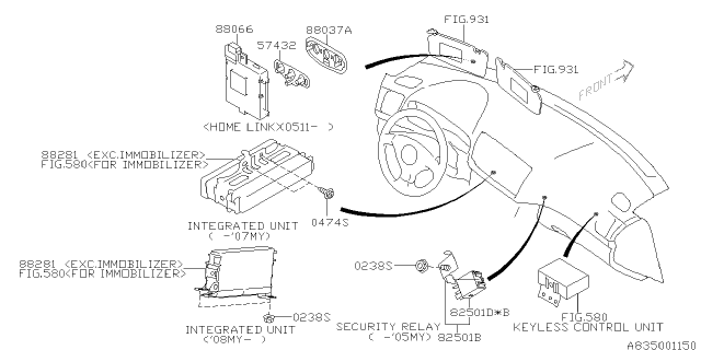 2008 Subaru Outback Electrical Parts - Body Diagram 3