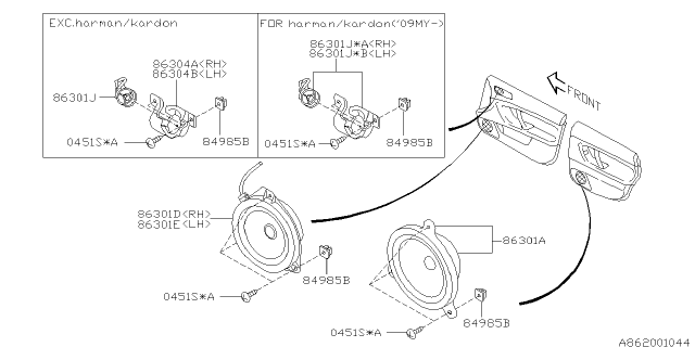 2006 Subaru Legacy Audio Parts - Speaker Diagram 1