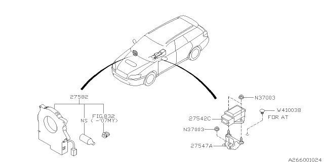 2008 Subaru Legacy Steering Angle Sensor Diagram for 27549AG010