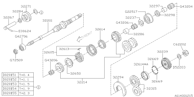 2007 Subaru Legacy Gear Set 5TH Diagram for 32315AA380