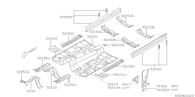 2006 Subaru Legacy Body Panel Diagram 1