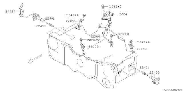 2009 Subaru Outback Spark Plug & High Tension Cord Diagram 2