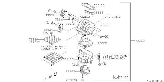 2008 Subaru Legacy Heater Air Control Motor Actuator Diagram for 72131AG23A