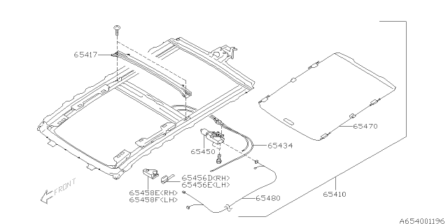 2007 Subaru Legacy Sunroof Assembly Diagram for 65410AG00AOR