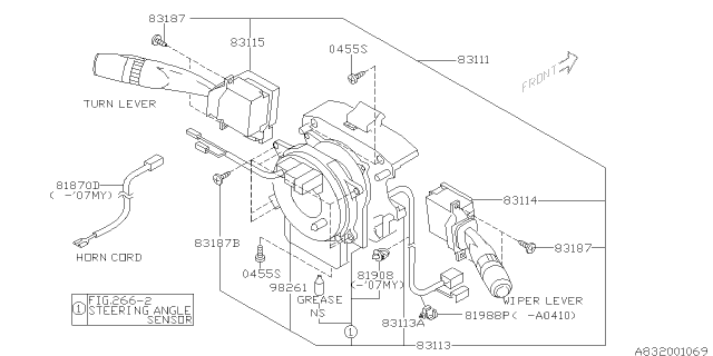 2005 Subaru Legacy Steering Roll Connector Diagram for 83116AG010