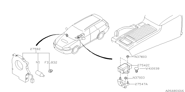2007 Subaru Outback Sensor Complete V/CONT YAW & La Diagram for 27542AG011
