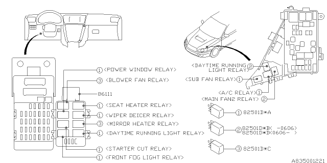 2008 Subaru Outback Electrical Parts - Body Diagram 1