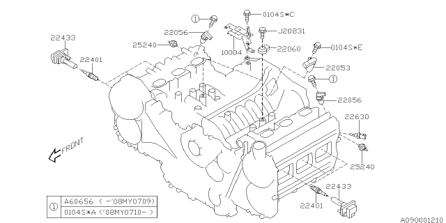 2009 Subaru Outback Spark Plug & High Tension Cord Diagram 3