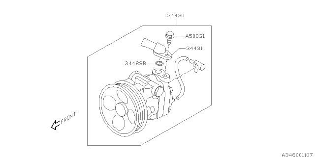 2006 Subaru Outback Power Steering Pump Assembly Diagram for 34430AG03A