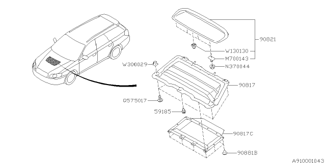 2007 Subaru Legacy Grille & Duct Diagram