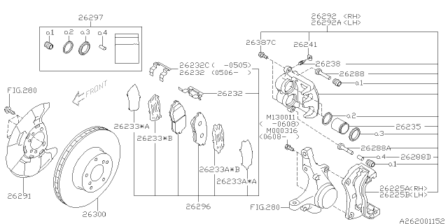2005 Subaru Outback Support Diagram for 26225AE030