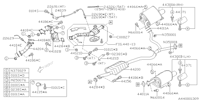 2005 Subaru Outback MUFFLER Assembly LH Diagram for 44300AG34A