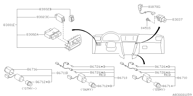 2009 Subaru Outback Switch - Instrument Panel Diagram 2