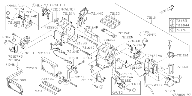 2008 Subaru Outback Heater Core Complete Diagram for 72130AG06A