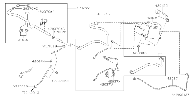 2006 Subaru Outback Tube Assembly Diagram for 42074AG12A