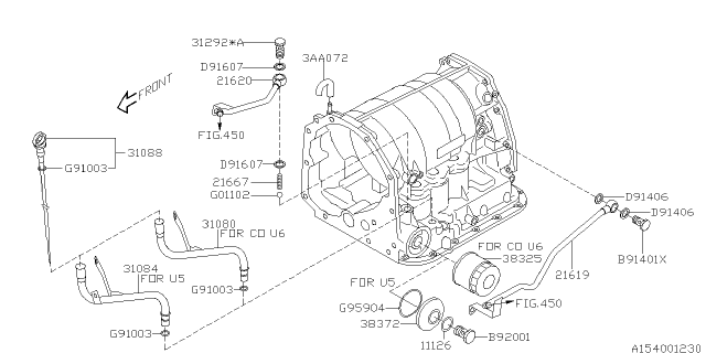 2005 Subaru Outback ATF Filter Assembly Diagram for 38325AA032