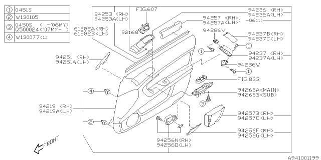 2008 Subaru Legacy Door Trim Diagram 1