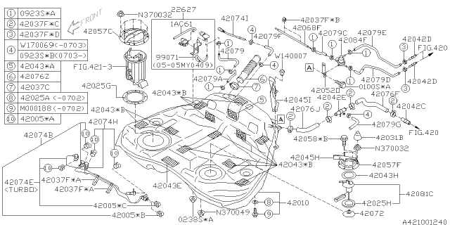 2005 Subaru Outback Fuel Tank Complete Diagram for 42012AG02A