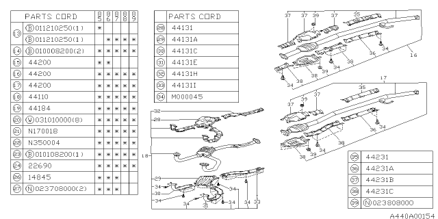 1989 Subaru GL Series Gasket Diagram for 44022GA340