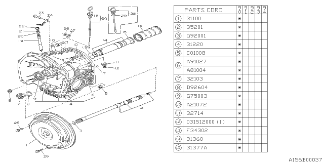 1990 Subaru Loyale Torque Converter & Converter Case Diagram 3