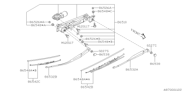2011 Subaru Tribeca Rubber Diagram for 86548XA03A
