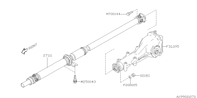 2014 Subaru Tribeca Drive Shaft Assembly Universal Joint Diagram for 27111XA00C