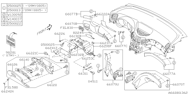 2007 Subaru Tribeca Pocket Assembly Diagram for 66120XA03AMV