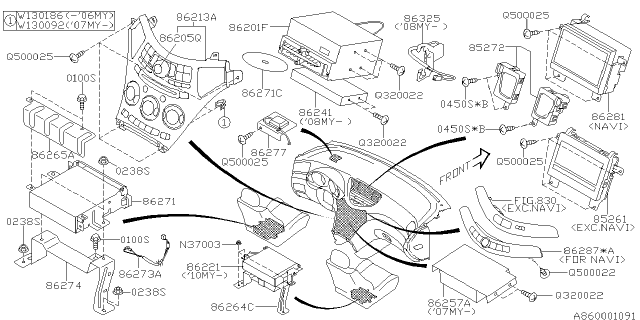 2011 Subaru Tribeca Feeder Cord Assembly Diagram for 86325XA18A