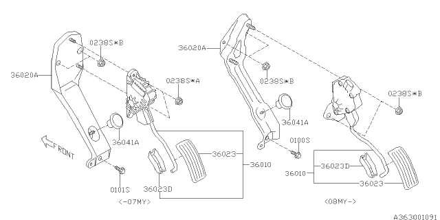 2012 Subaru Tribeca Pedal System Diagram 1