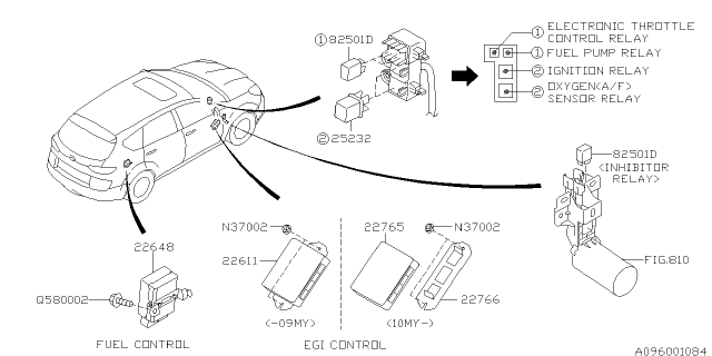 2008 Subaru Tribeca Relay & Sensor - Engine Diagram