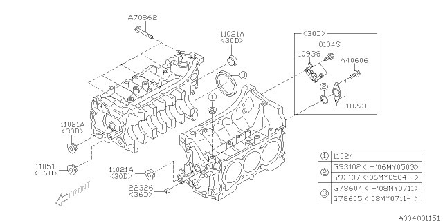 2008 Subaru Tribeca Cylinder Block - Diagram 2