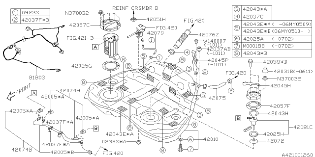 2011 Subaru Tribeca Plate Upper Pump Diagram for 42057XA01A